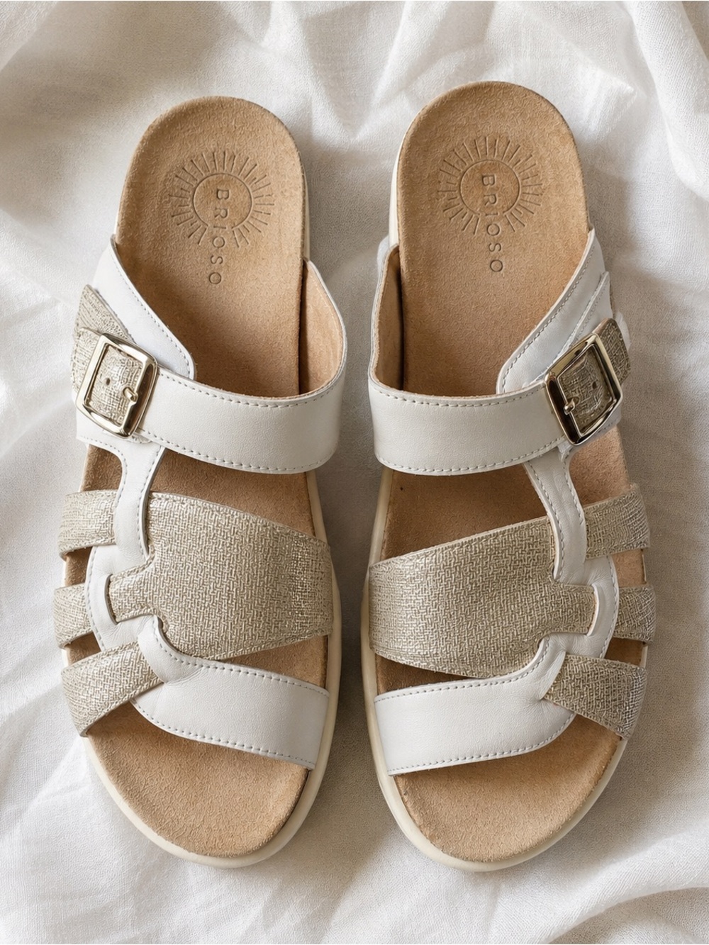 Brioso COMFORT  Leather Crossband Sandals Slide Sandals NEW, 9.5